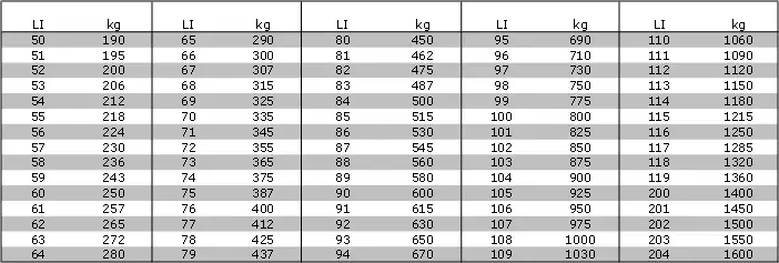 Reifen Traglastindex: Tabelle, Bedeutung & Sicherheit erklärt