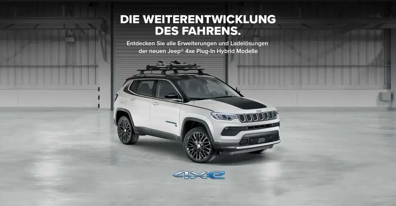 Jeep Compass 4xe Plug-in-Hybrid Ladeanschluss oder 4x4 Offroad